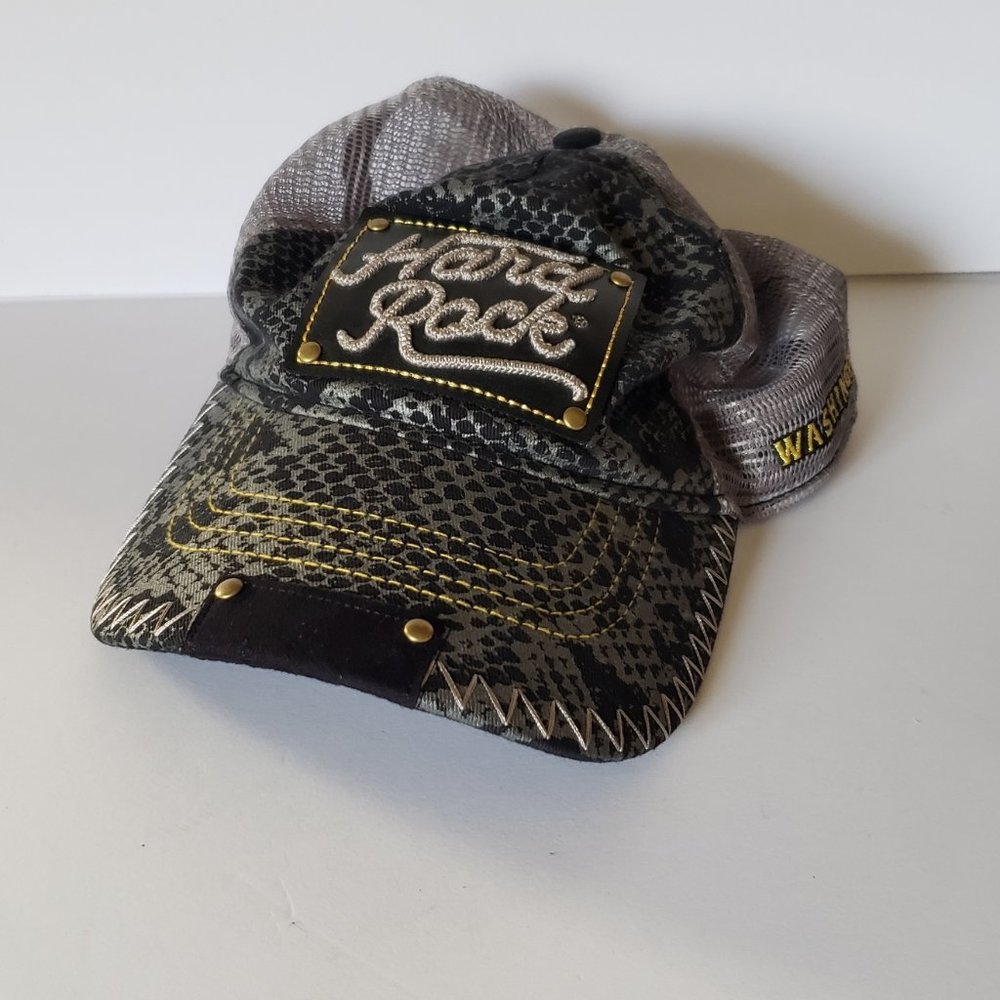 Hard Rock Cafe Washington DC Mesh Snapback Hat Cap Snake Skin